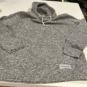 QUIKSILVER Gray Sweater Knit Hoodie Pullover Kangaroo Pocket size L